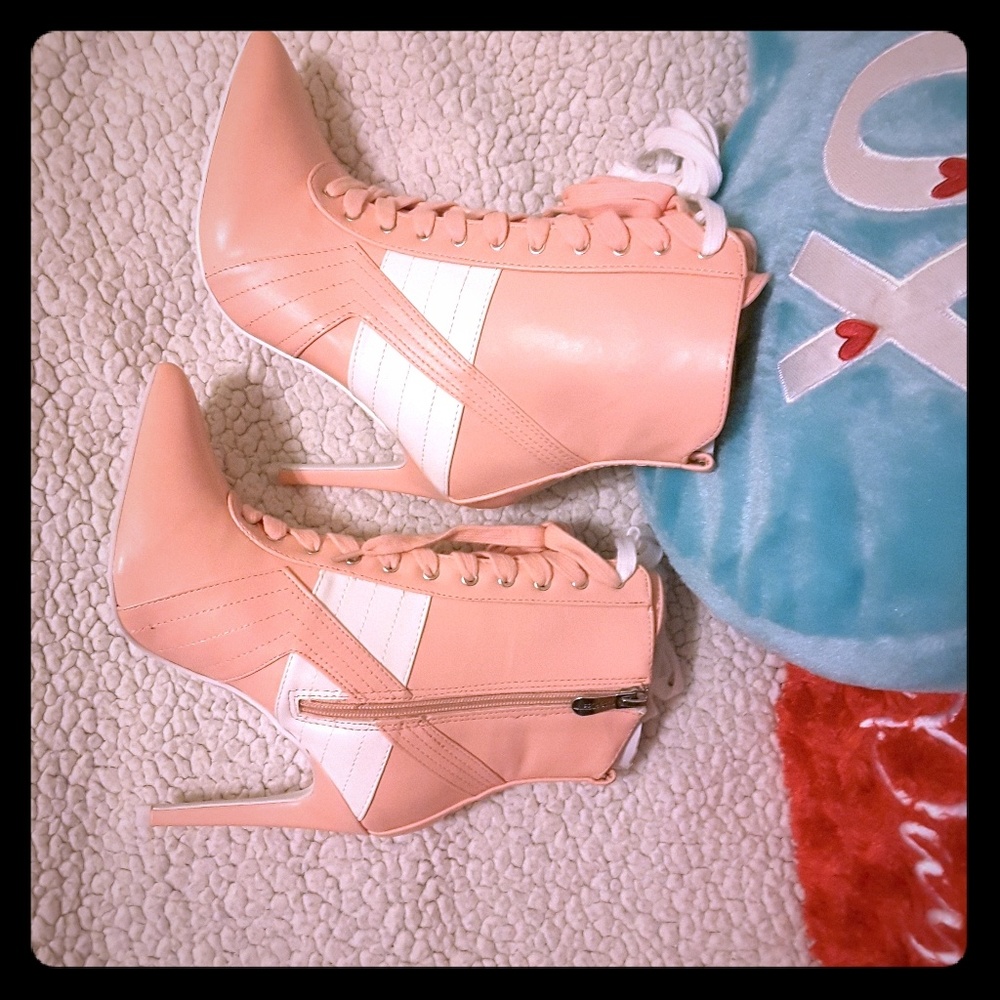 pink leather boots